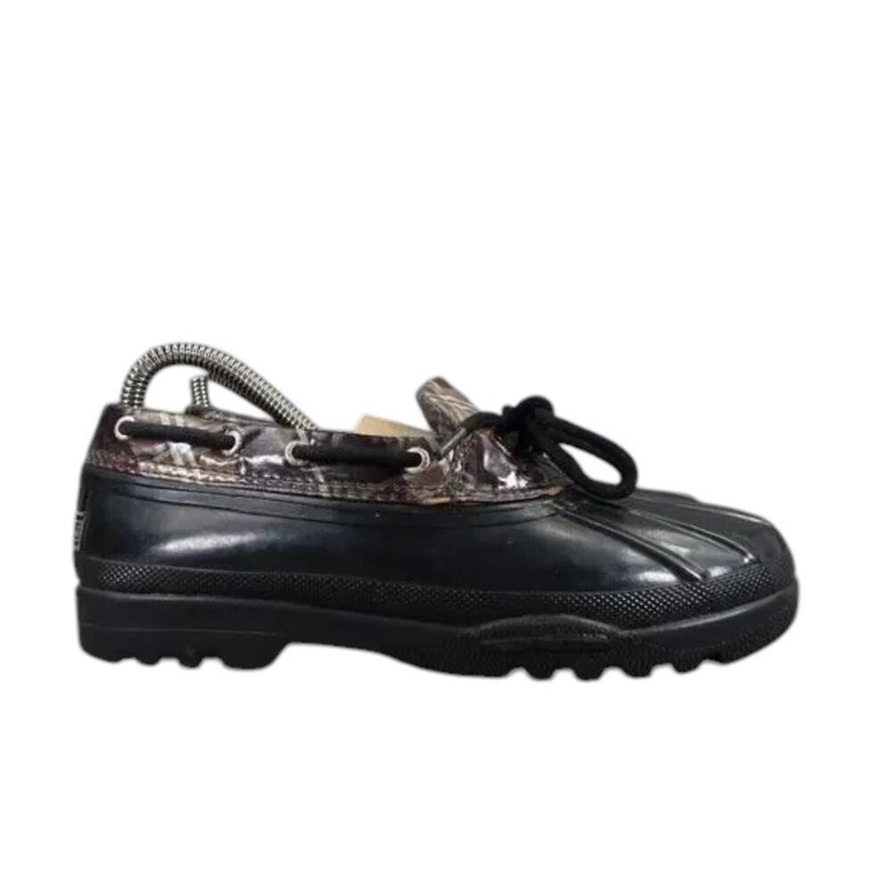 Sperry Shoes Womens 6 Boots Waterproof Rubber Top Sider Black Brown Plaid Casual